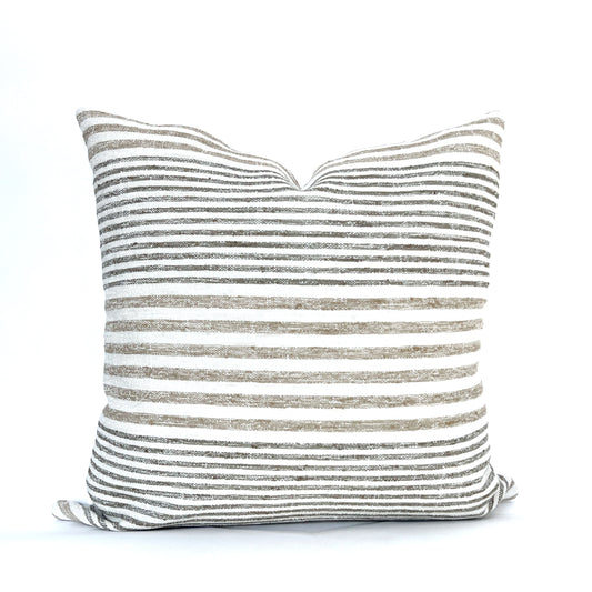Beige and gray stripe pillow cover