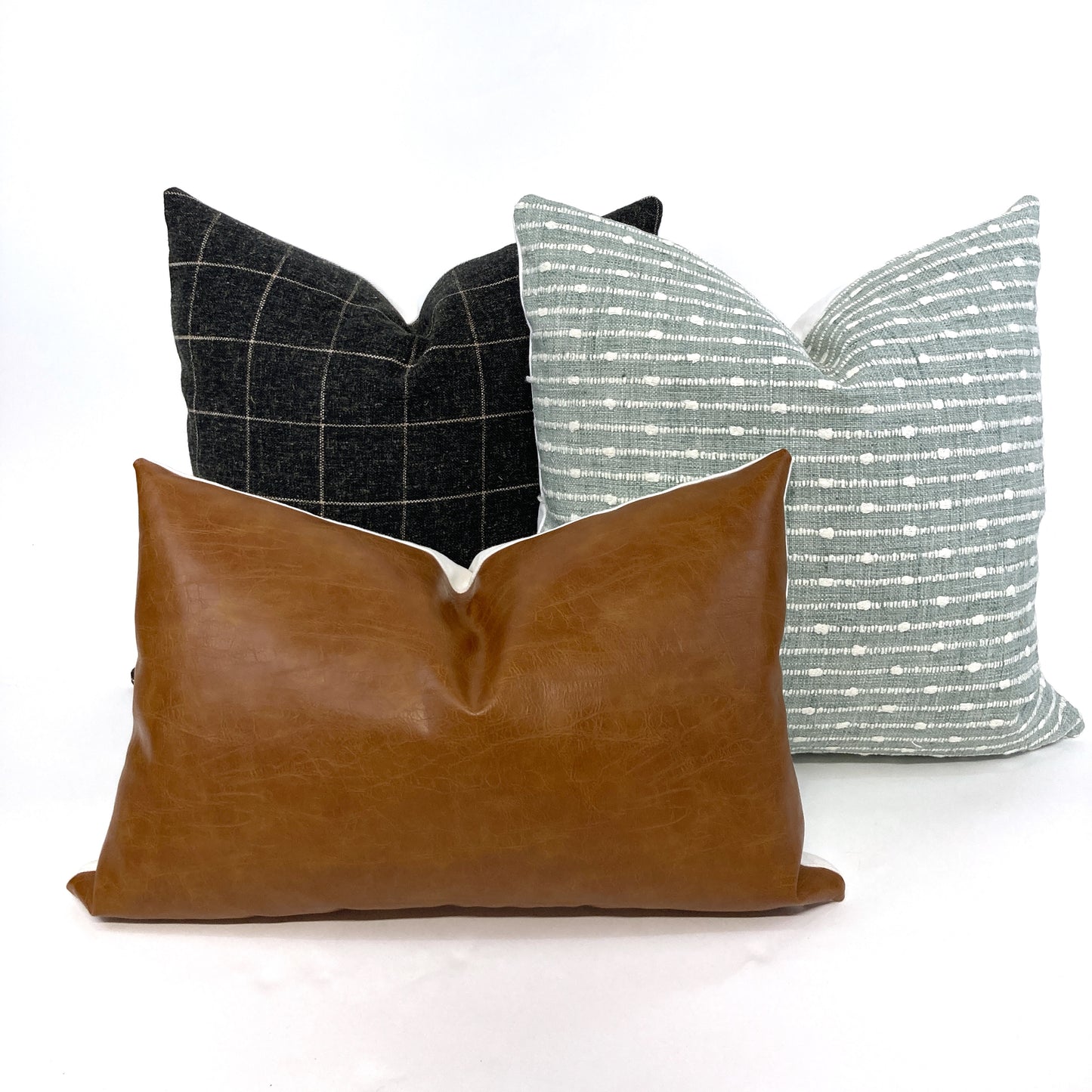 Turquoise and woven white stripe pillow cover