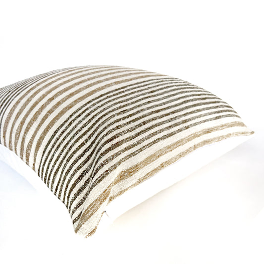 Beige and gray stripe pillow cover