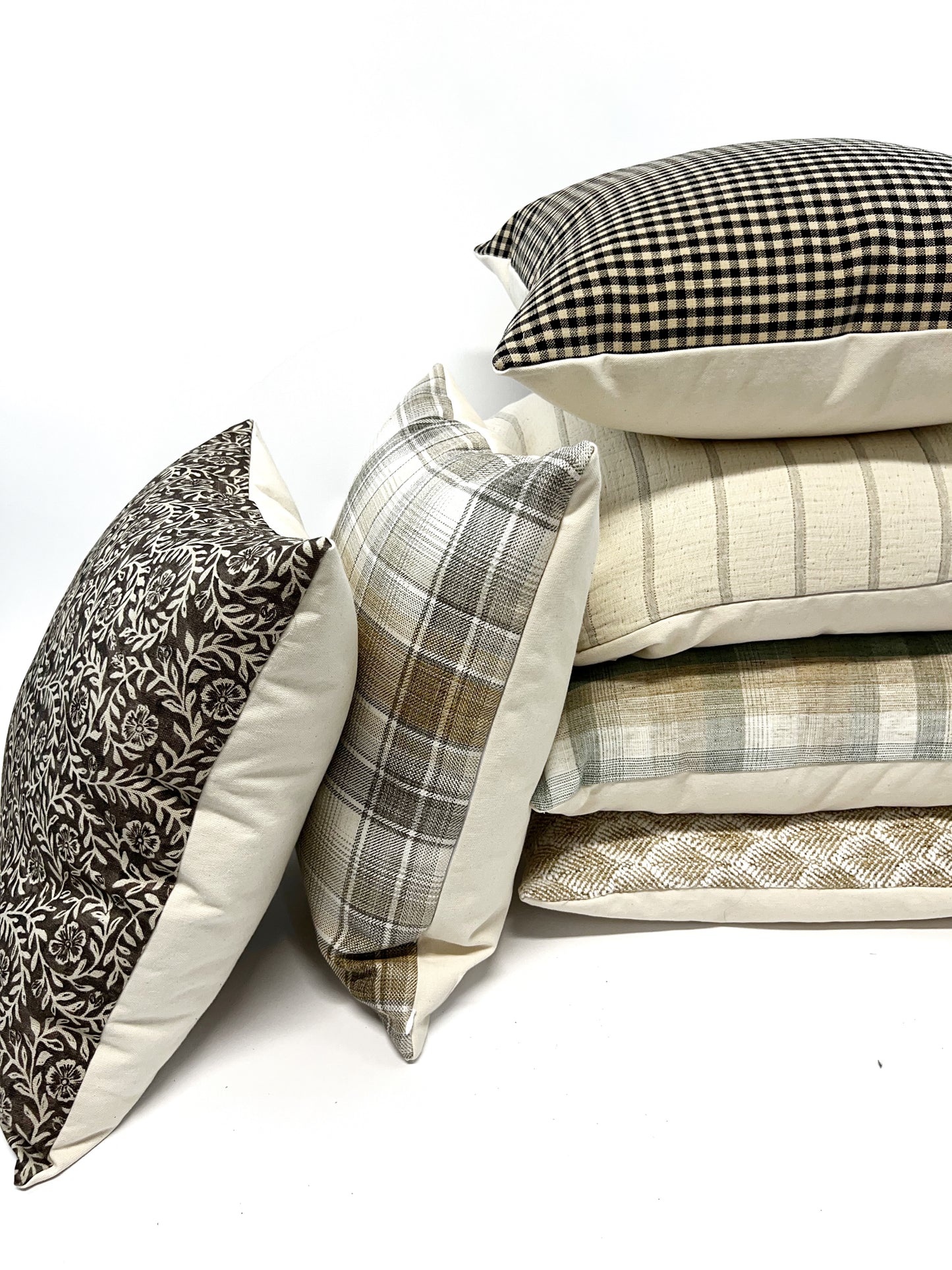 Gray and beige plaid pillow cover