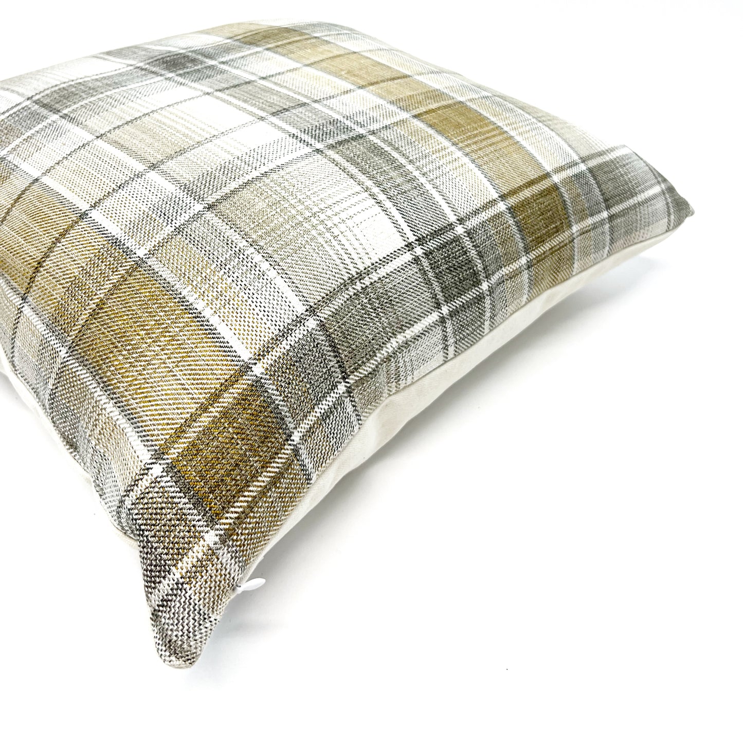 Gray and beige plaid pillow cover