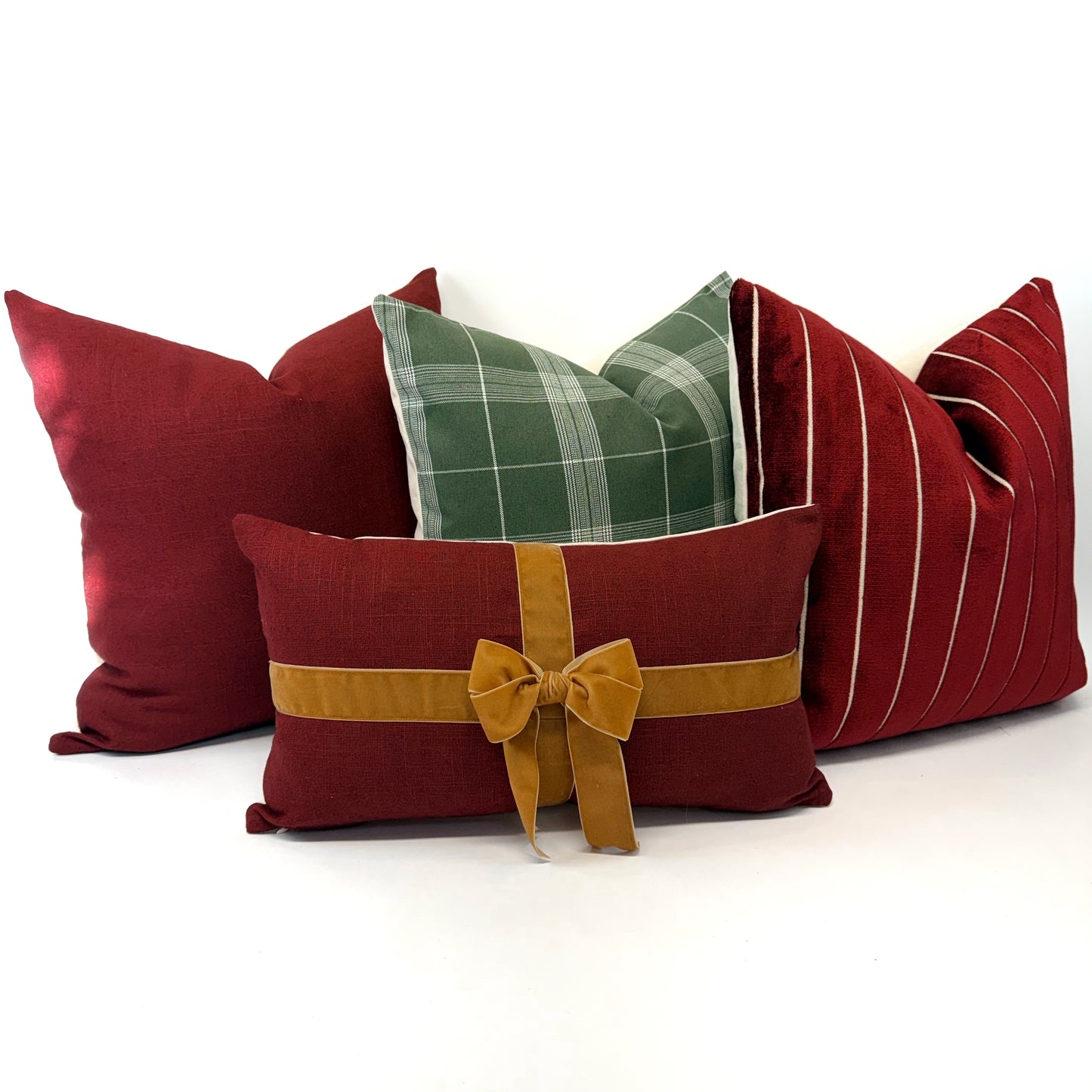 Pesto green plaid pillow cover