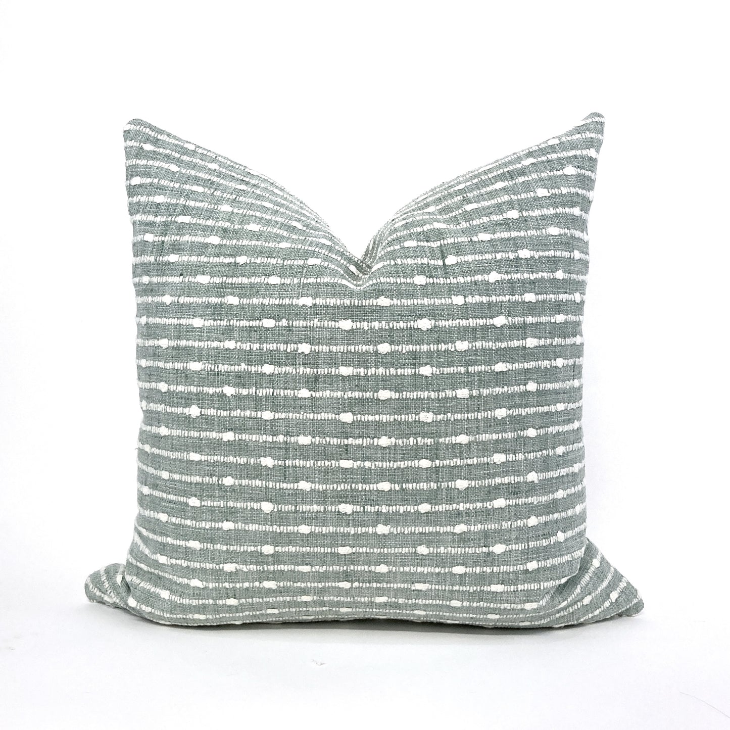 Turquoise and woven white stripe pillow cover