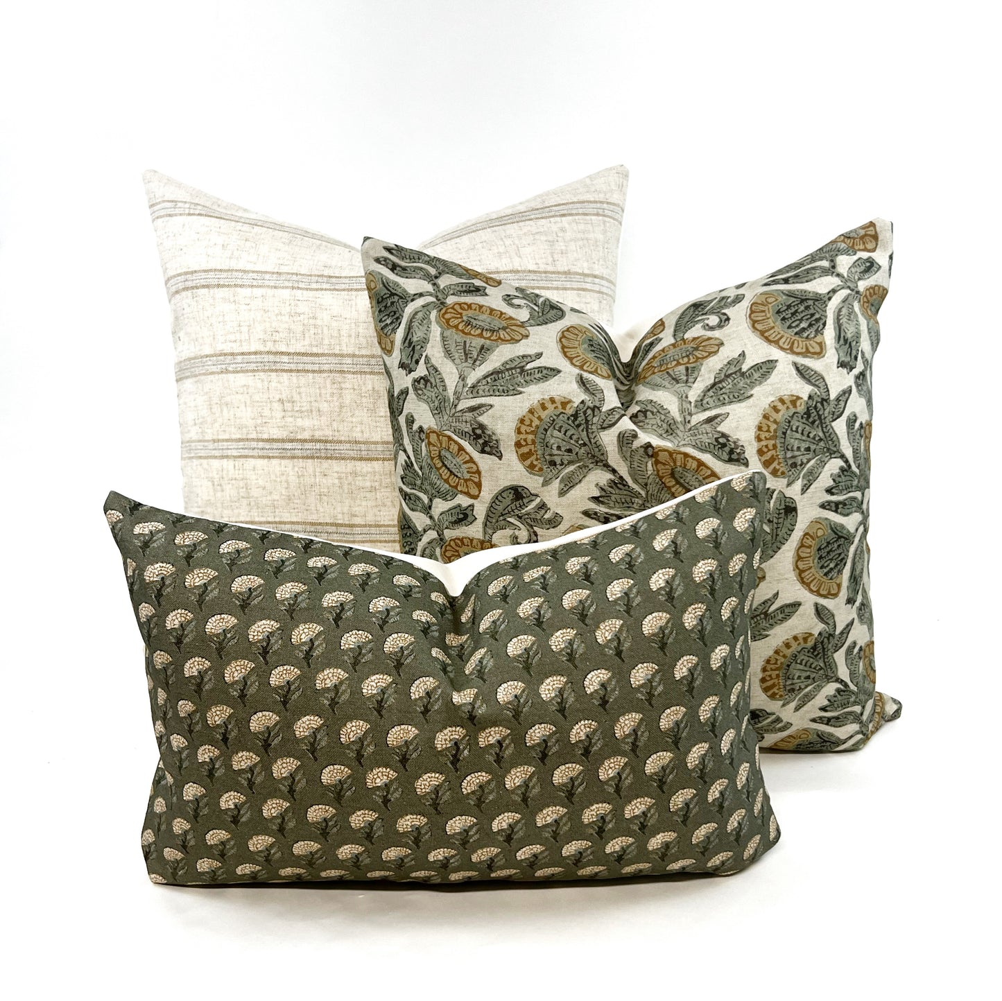 Eucalyptus green and yellow floral pillow cover