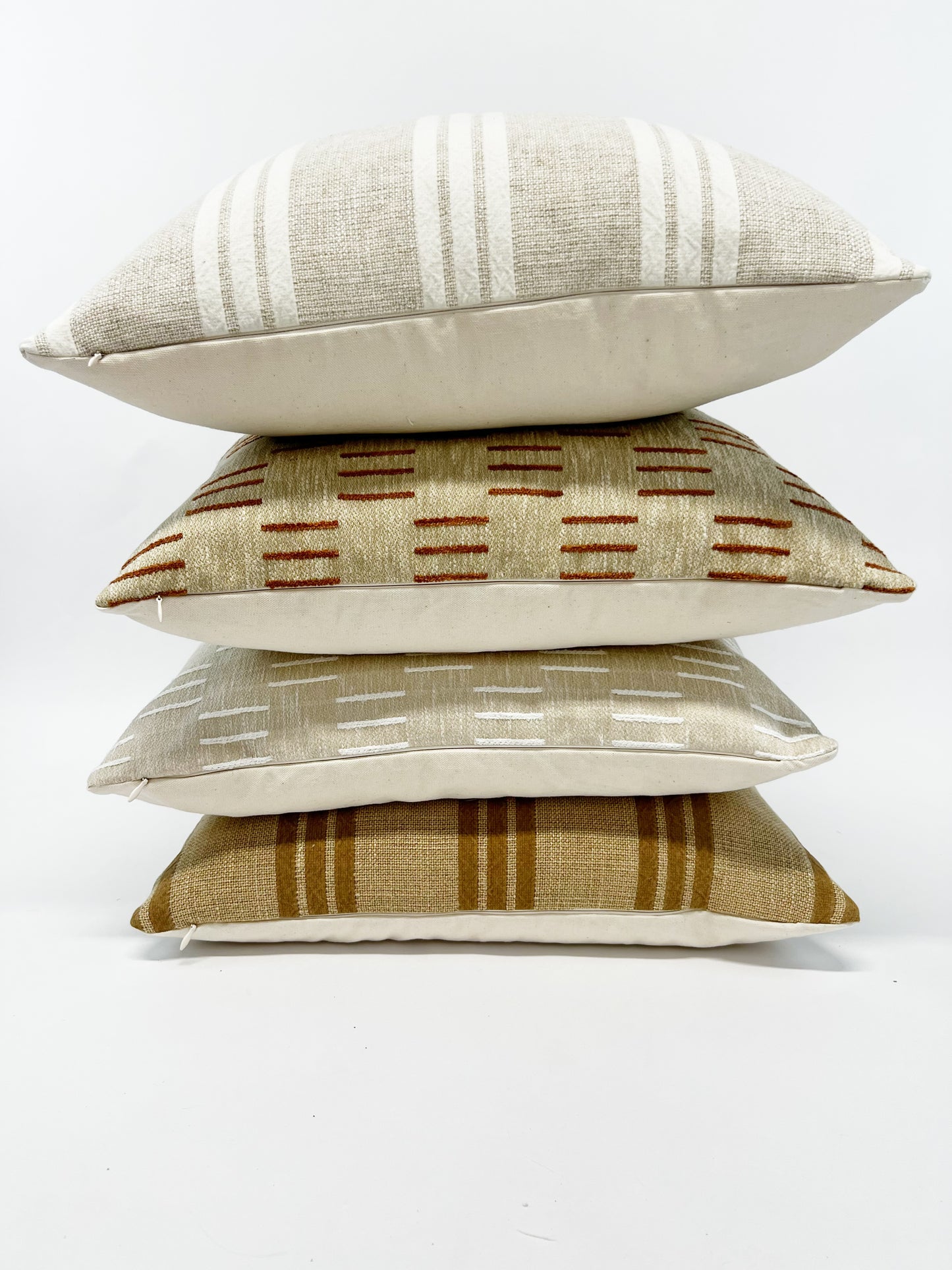 Ochre yellow vertical stripe pillow cover