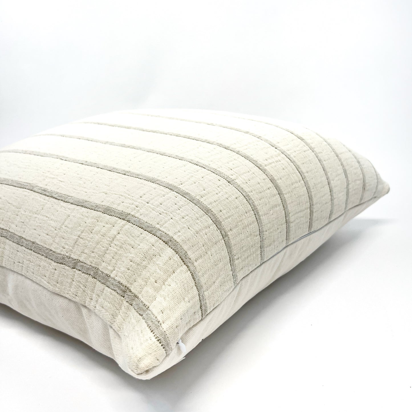 Cream and flax stripe pillow cover
