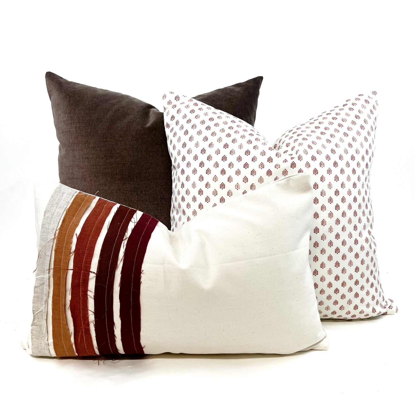 Rust mini floral block pillow cover