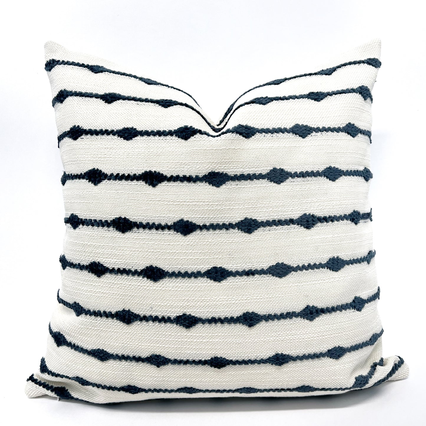 Cream and cornflower blue stripe pillow cover