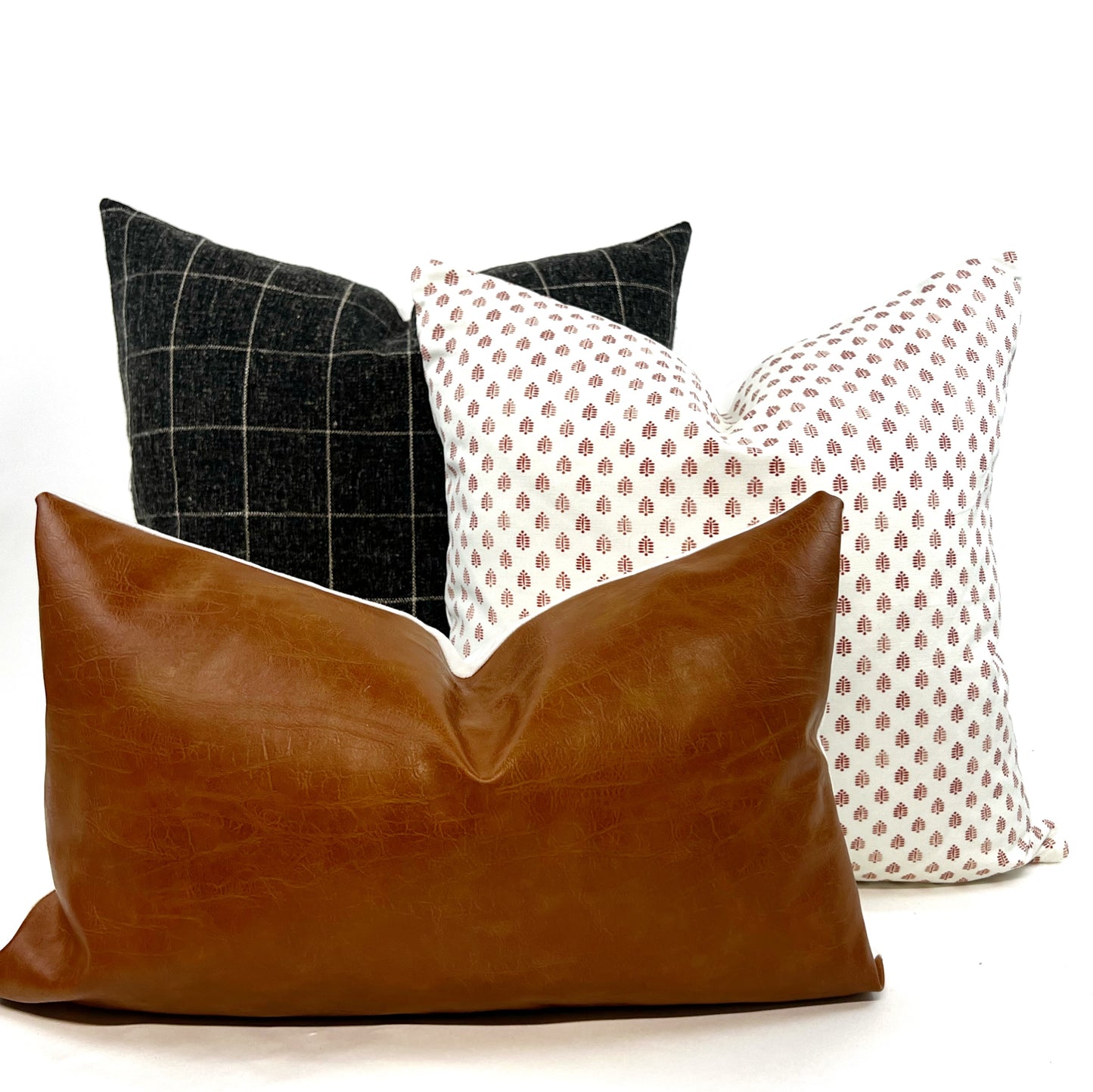 Rust mini floral block pillow cover