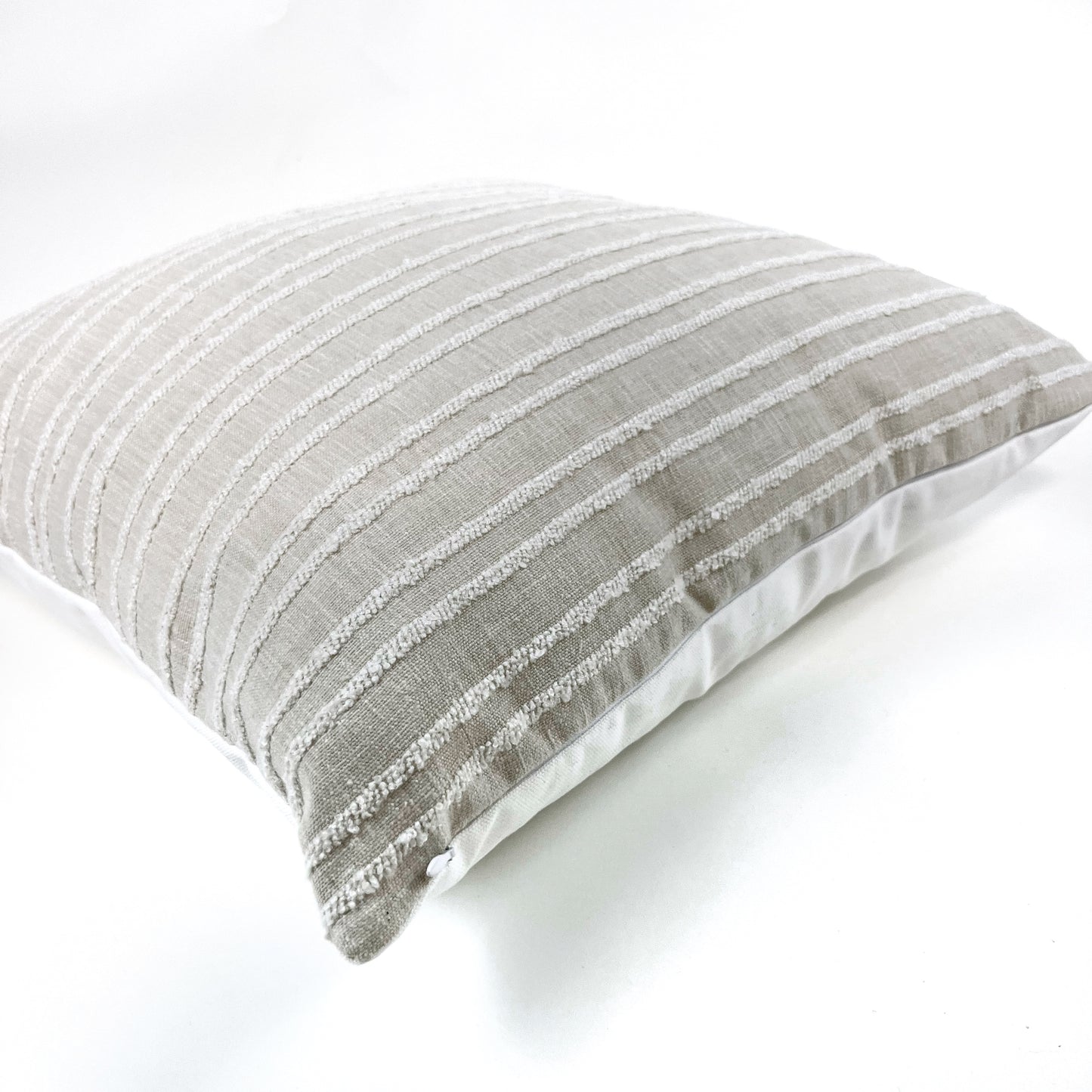 Cream and flax stripe pillow cover