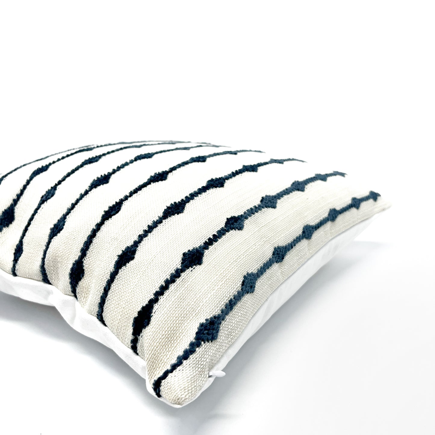 Cream and cornflower blue stripe pillow cover