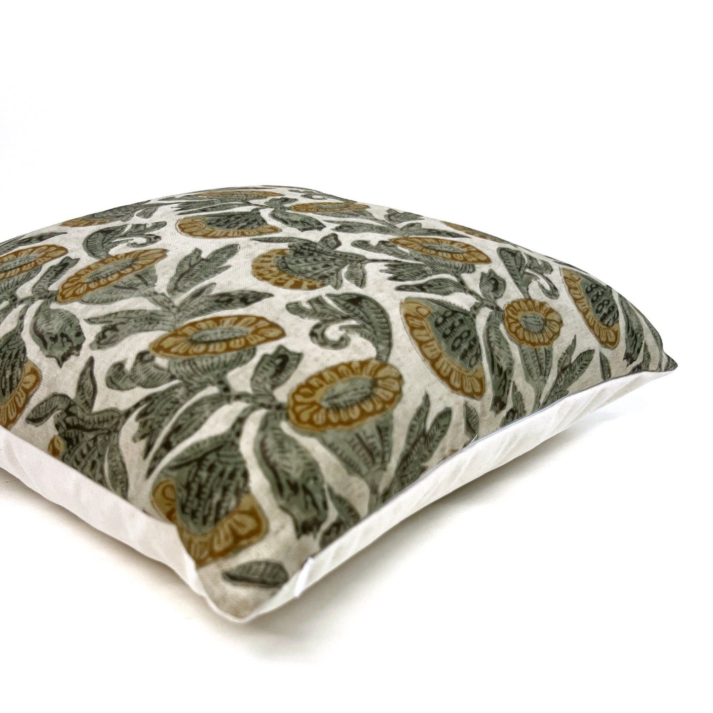 Eucalyptus green and yellow floral pillow cover