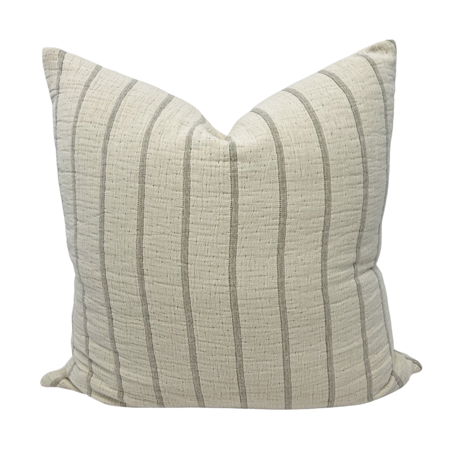 Cream and flax stripe pillow cover