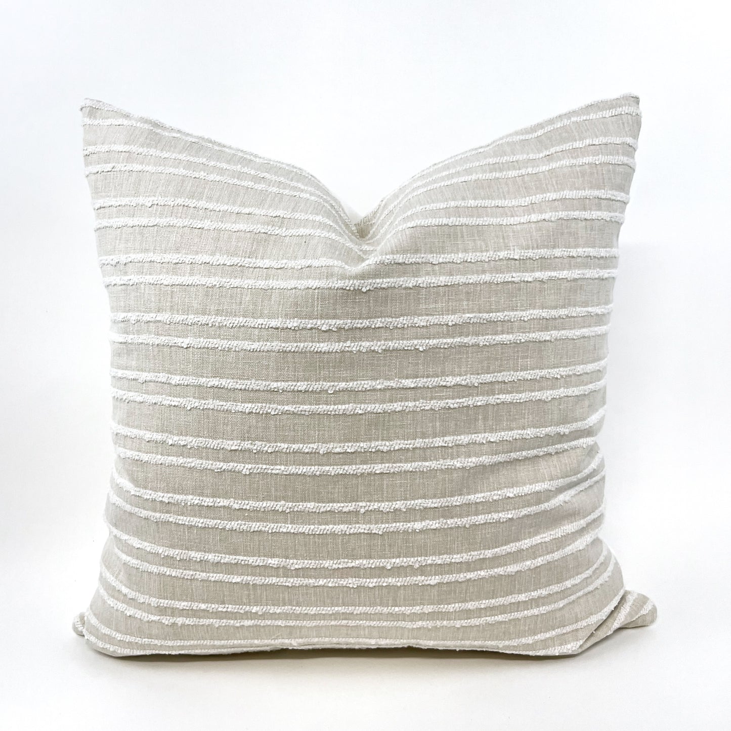 Cream and flax stripe pillow cover