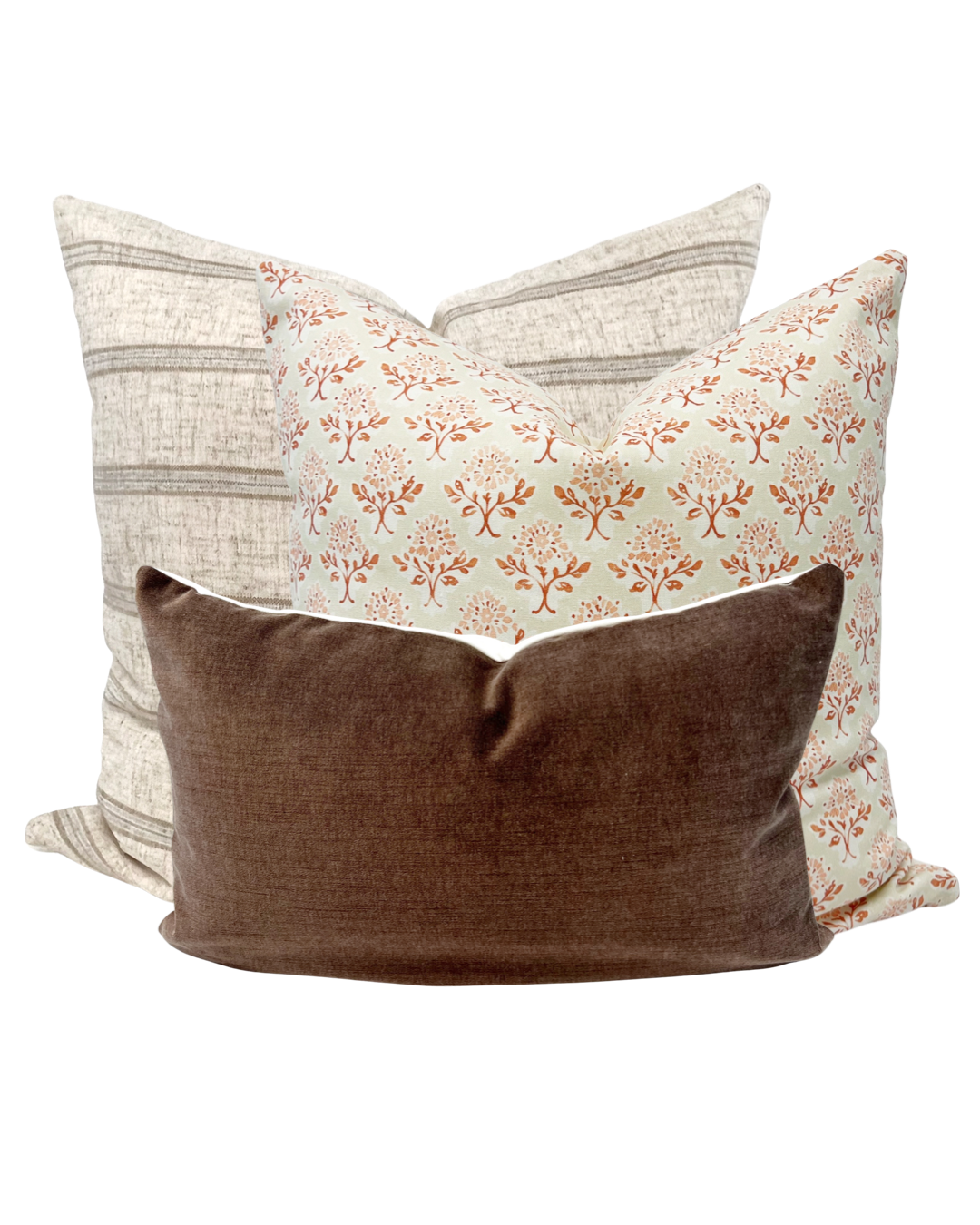 Pink and rust floral pillow cover