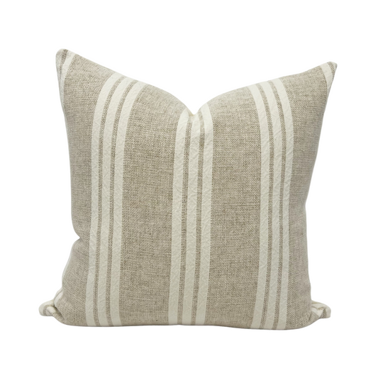 Cream and white vertical stripe pillow cover