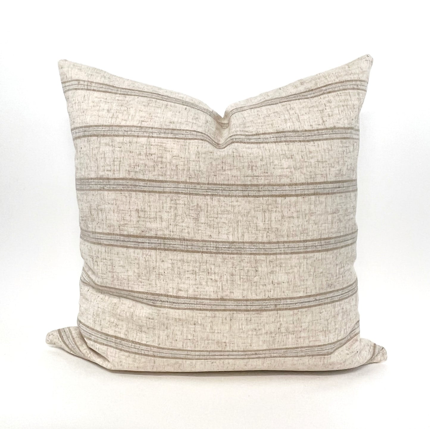 Pillow cover combination #5, neutral stripe cover, wheat yellow linen cover, steel gray and flax floral cover