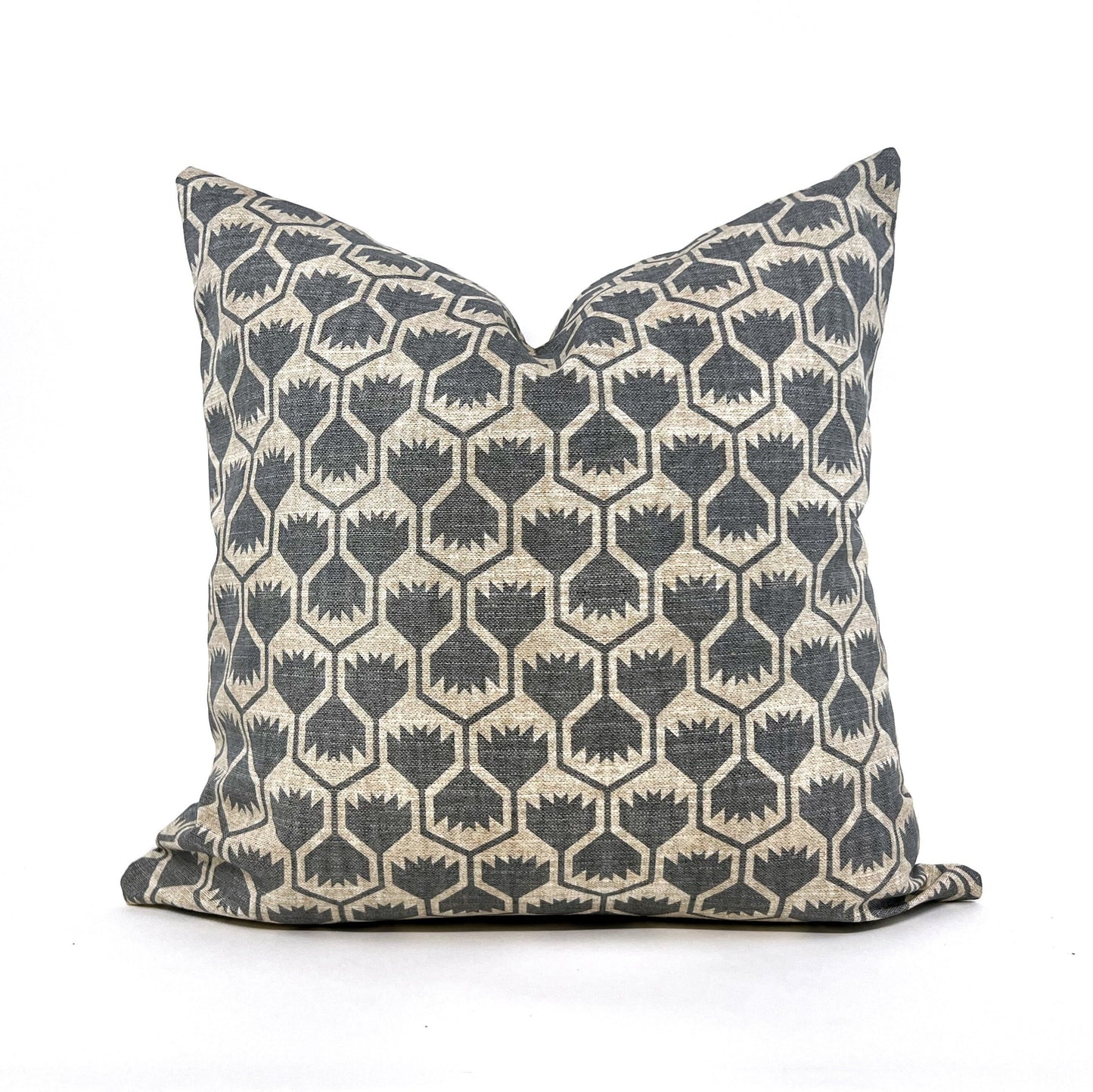 Pillow cover combination #5, neutral stripe cover, wheat yellow linen cover, steel gray and flax floral cover
