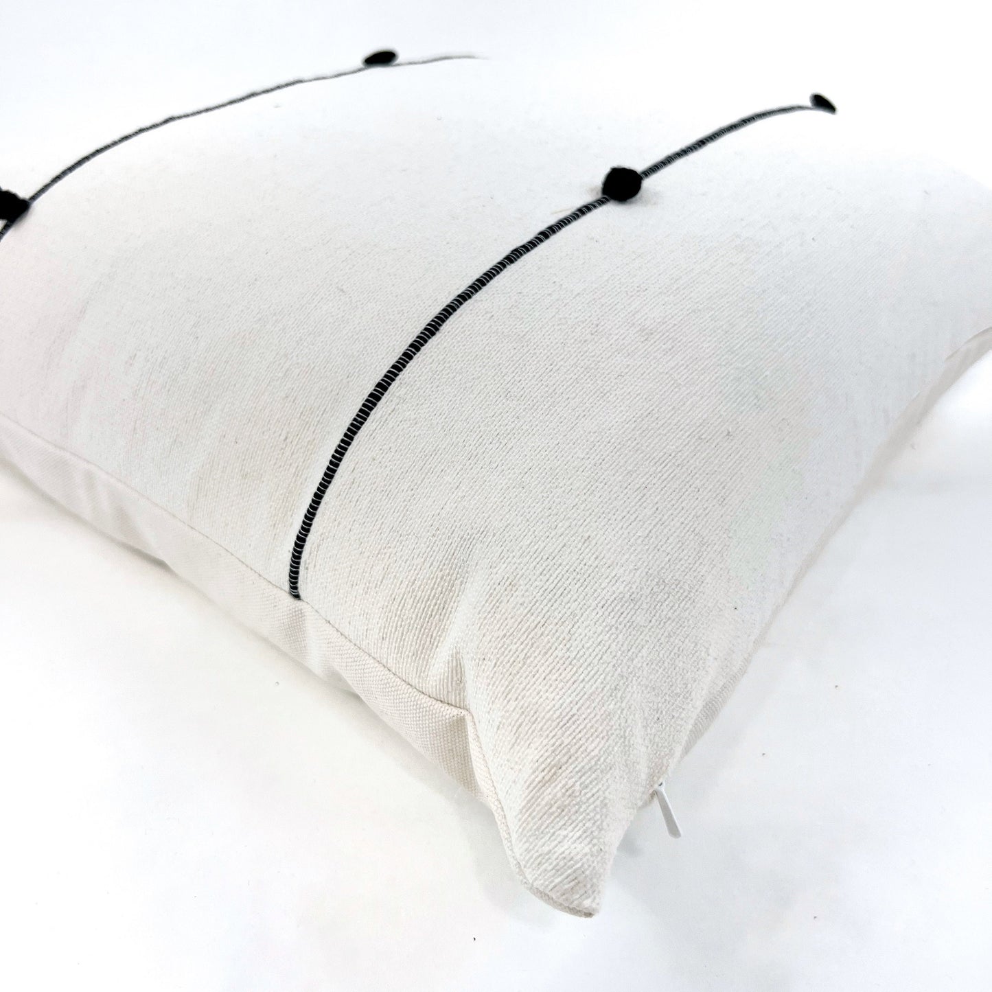 Hand-loomed Mexican off-white and black stripe pillow cover