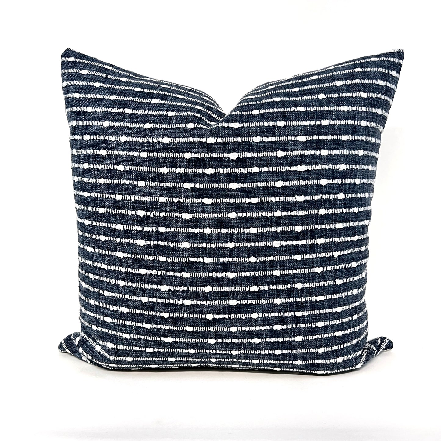 Indigo and white woven stripe pillow cover