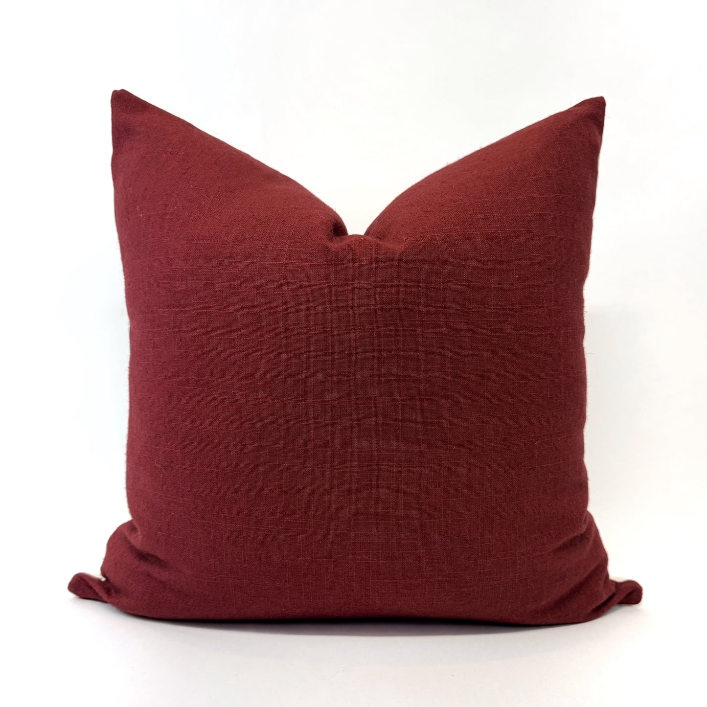 Deep red linen blend pillow cover