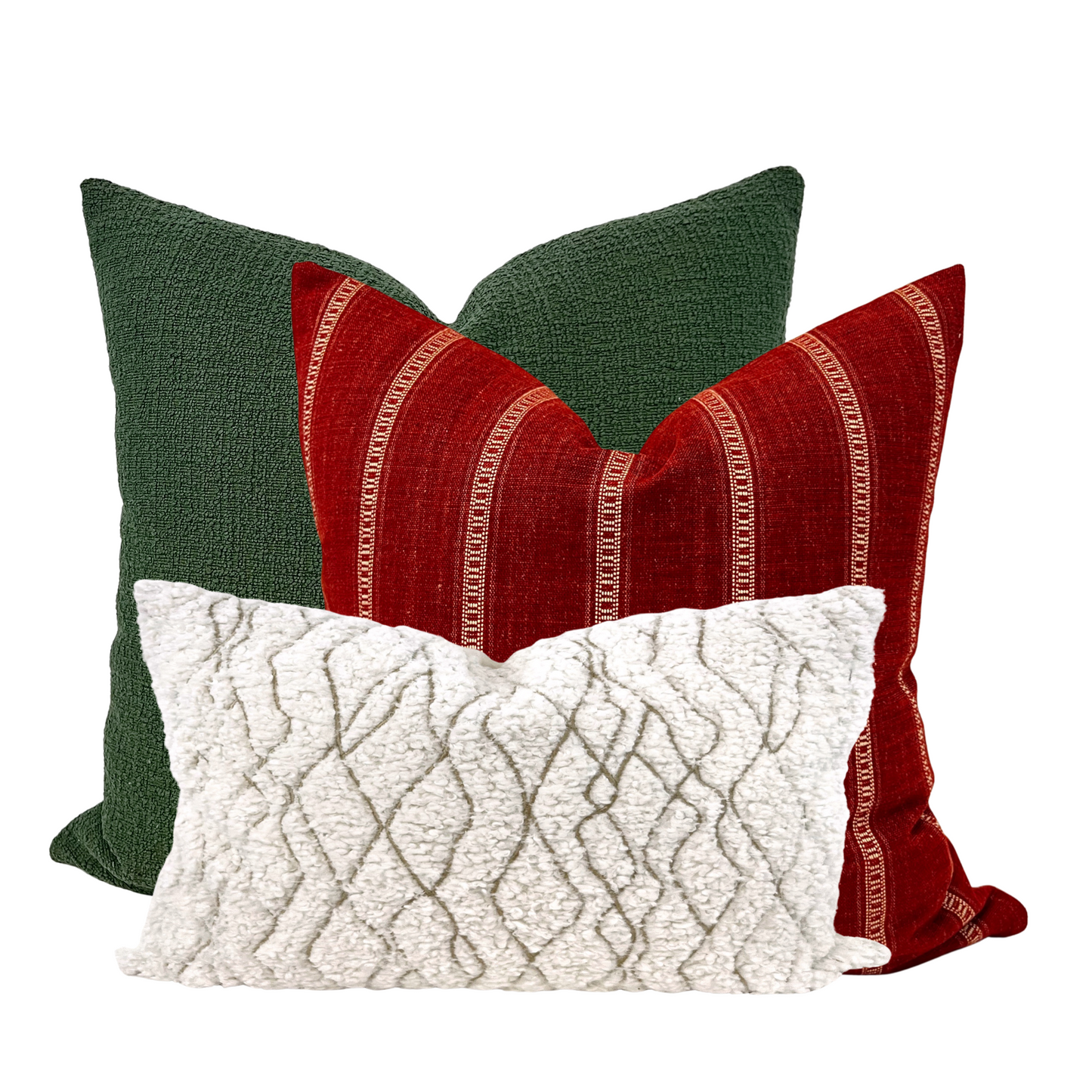 Red and beige stripe pillow cover