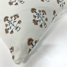 Load image into Gallery viewer, Brown and blue floral block pillow cover
