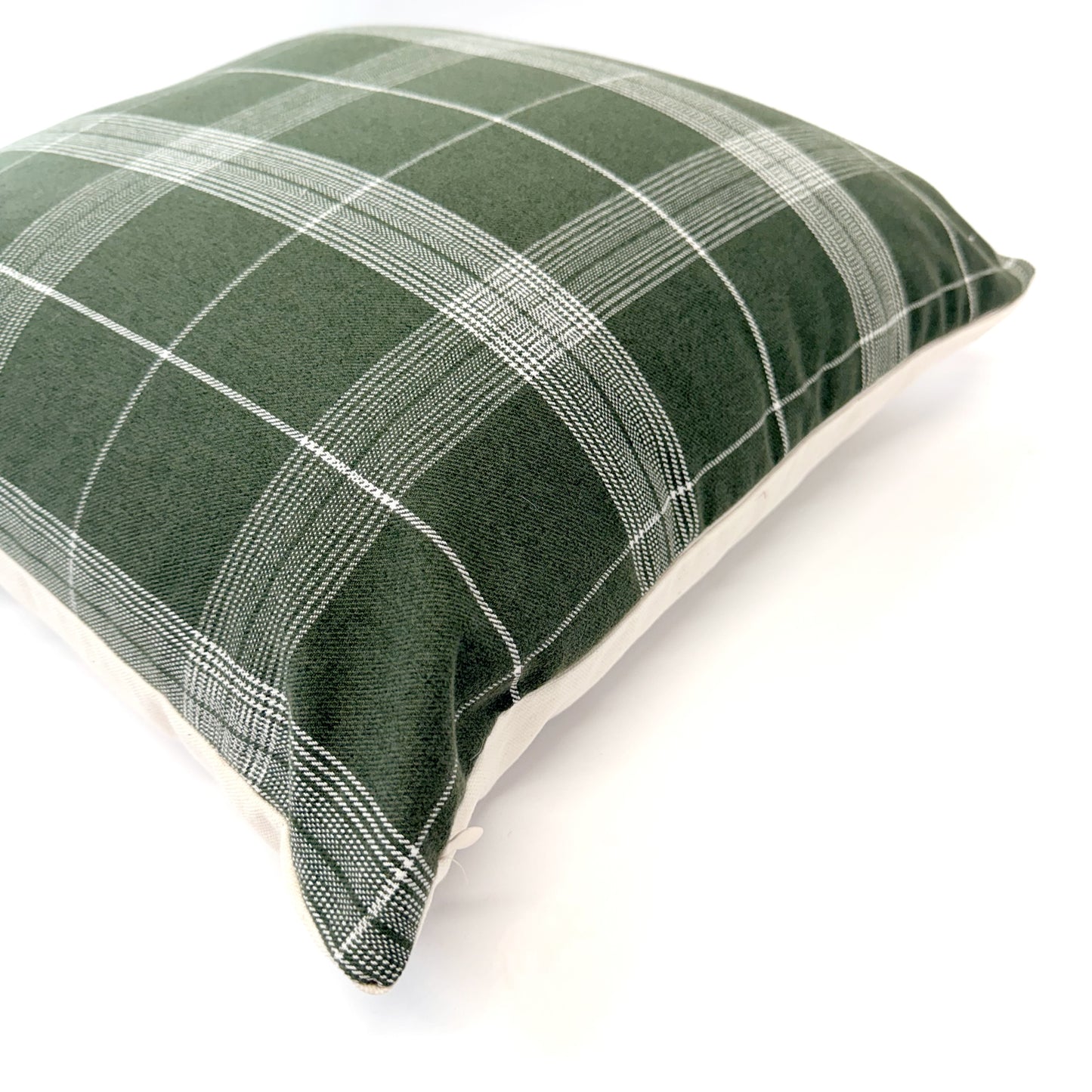 Pesto green plaid pillow cover