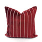 Red and white pinstripe velvet pillow cover