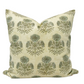 Blue and green marigold floral pillow cover