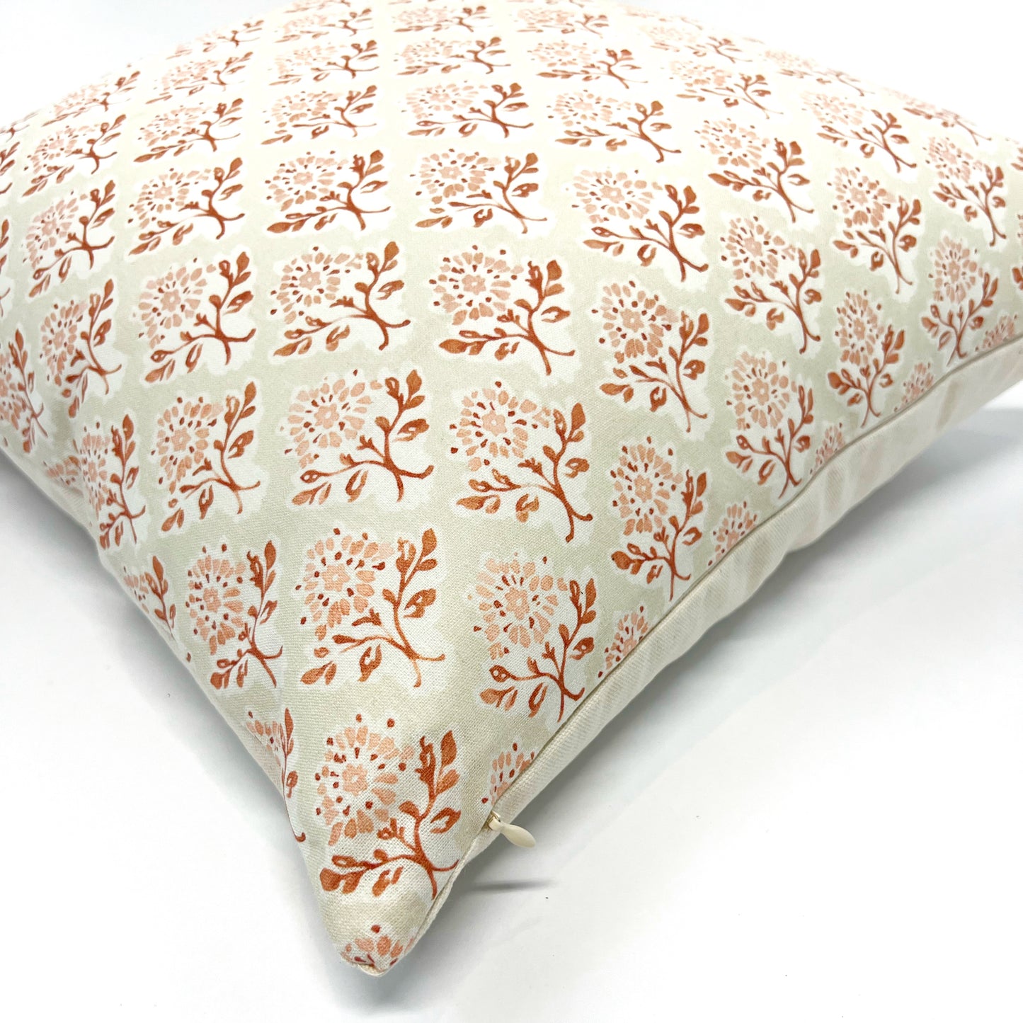 Pink and rust floral pillow cover