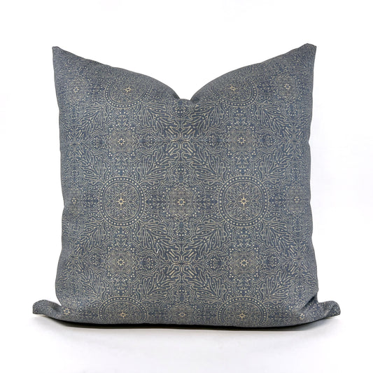 Dusty blue medallion pillow cover