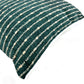 Dark teal green and white woven stripe pillow cover