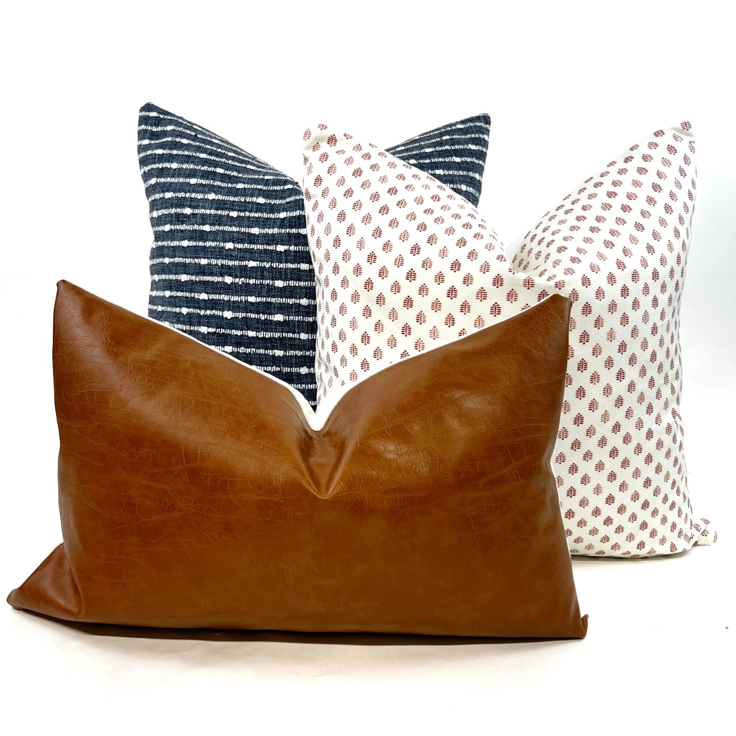 Indigo and white woven stripe pillow cover