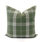 Pesto green plaid pillow cover