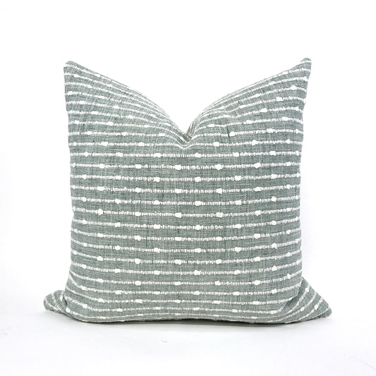 Turquoise and woven white stripe pillow cover