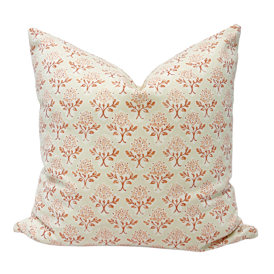 Pink and rust floral pillow cover