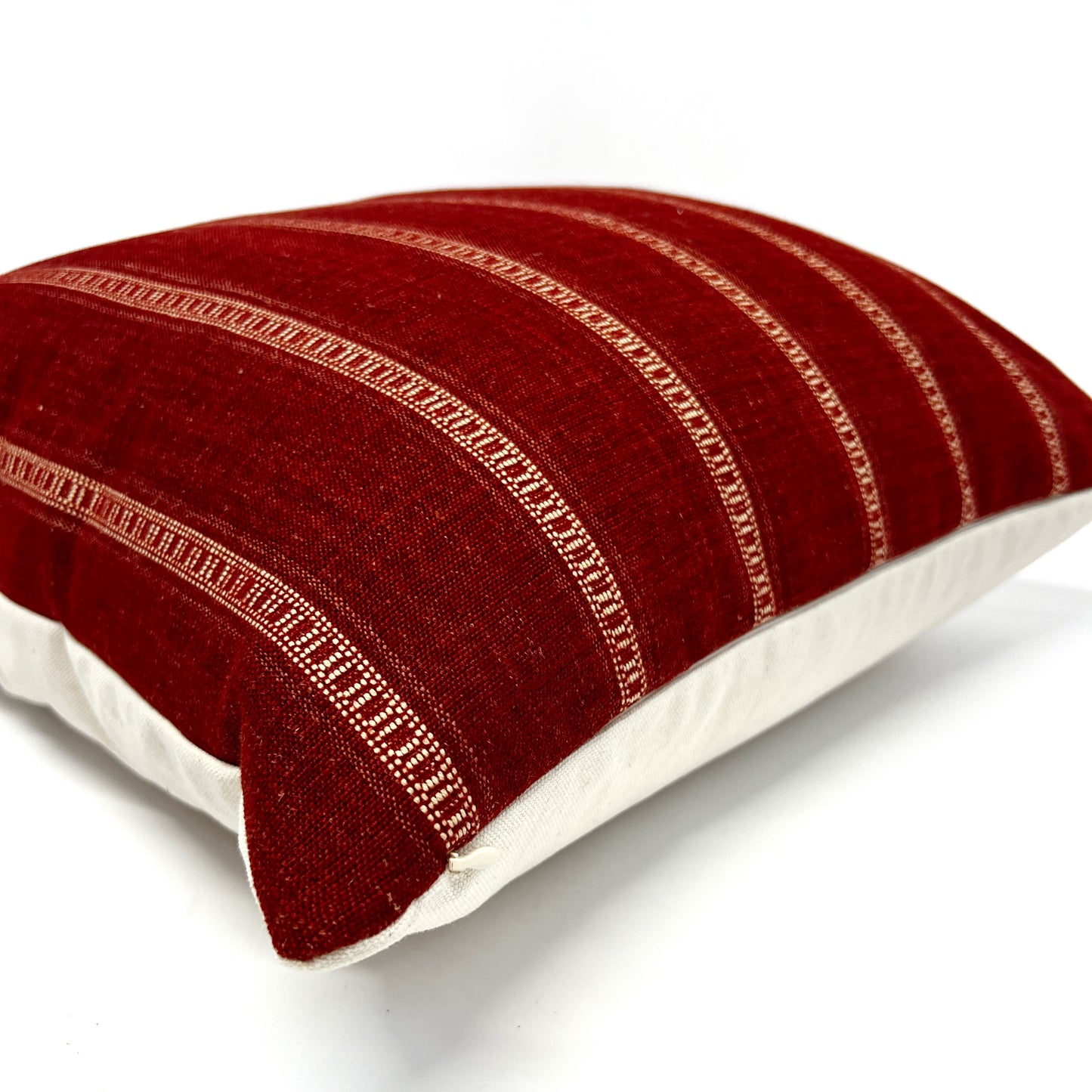 Red and beige stripe pillow cover