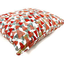 Load image into Gallery viewer, Coral and blue triangle outdoor pillow cover
