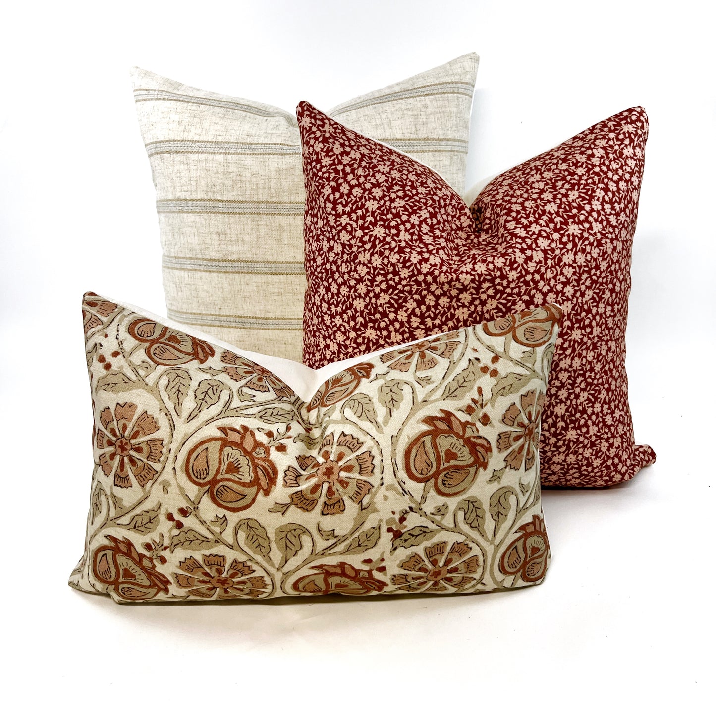 Rust floral pillow