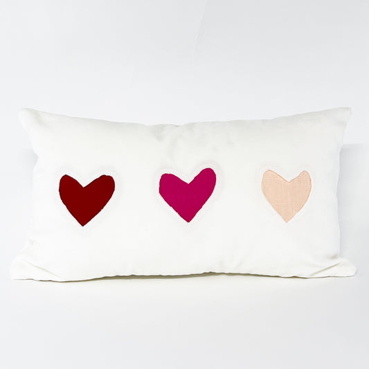 White velvet heart pillow cover