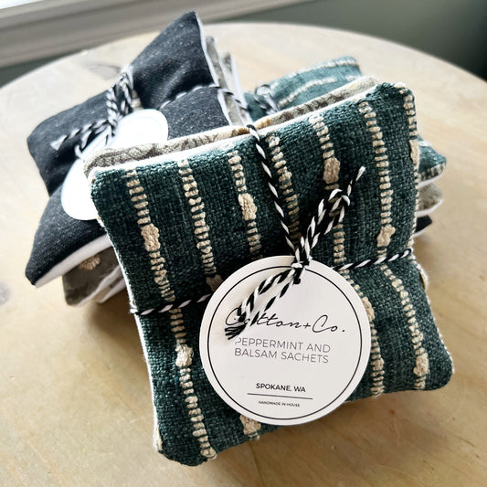 Peppermint and balsam sachet stack