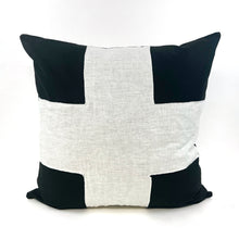 Load image into Gallery viewer, Black and white Swiss cross pillow cover
