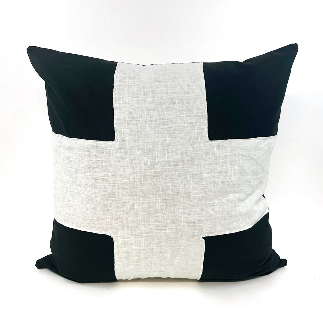 Black and white Swiss cross pillow cover