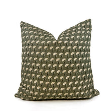 Load image into Gallery viewer, Eucalyptus green floral block pillow cover
