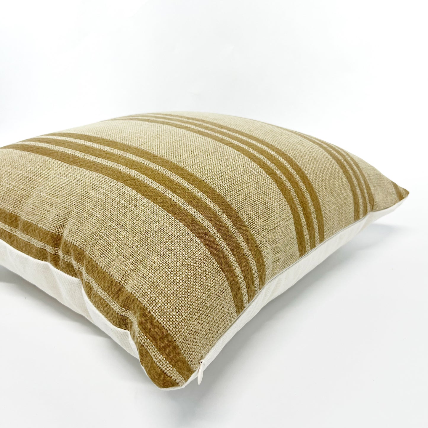 Ochre yellow vertical stripe pillow cover