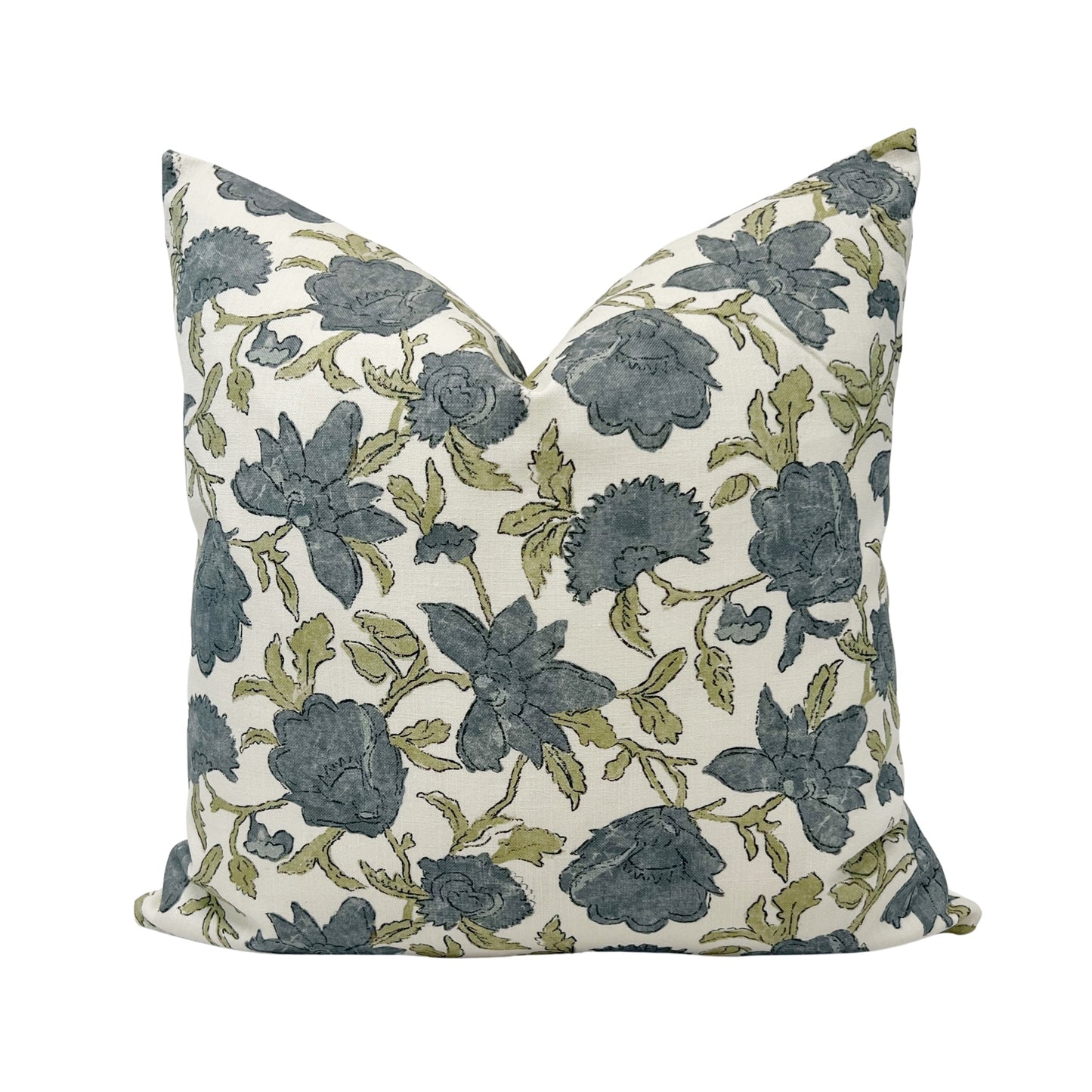Dusty blue floral pillow cover