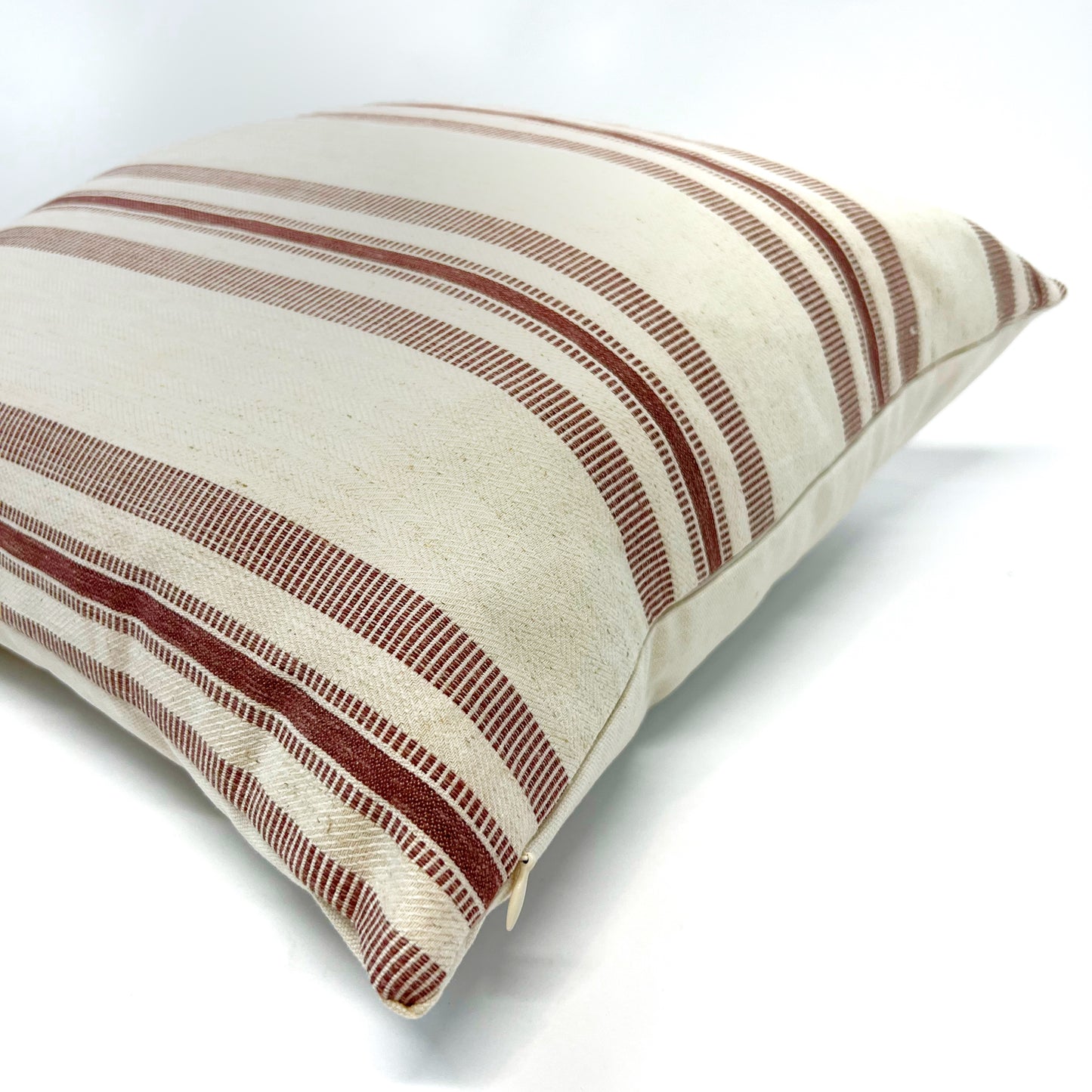 Cranberry and flax stripe pillow cover