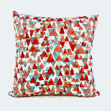 Load image into Gallery viewer, Coral and blue triangle outdoor pillow cover
