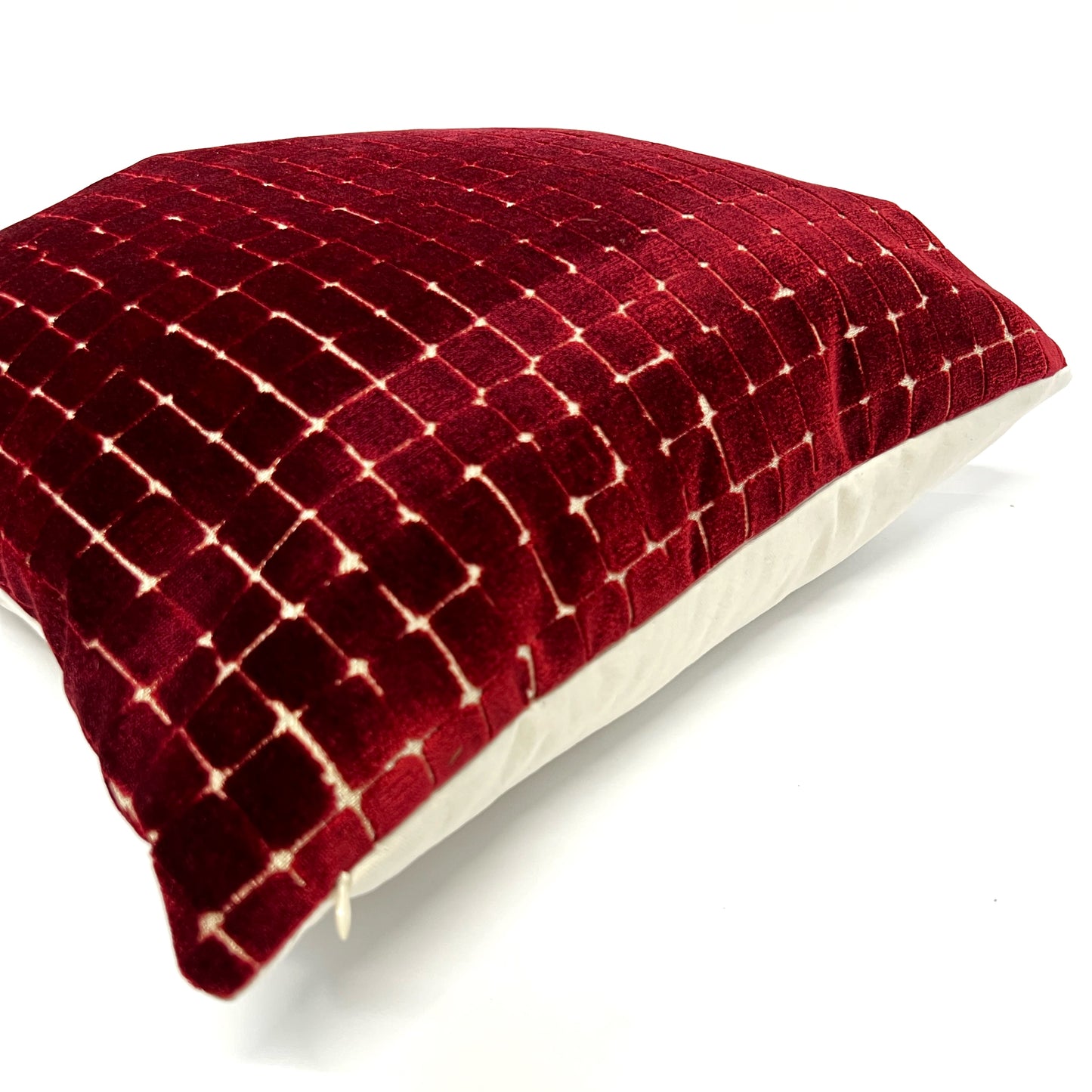 Cranberry red tile velvet pillow cover